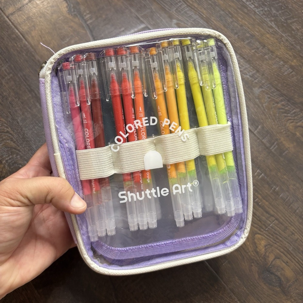 Shuttle Art 72ct Colored Pens Set Multicolor with Zipper Pouch Case NEW